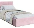 Čalouněná postel RINO 90x200 cm s kovovým roštem světle růžová