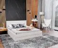 Luxusní postel TOPAZ trinity 140x200 s kovovým roštem BÍLÁ