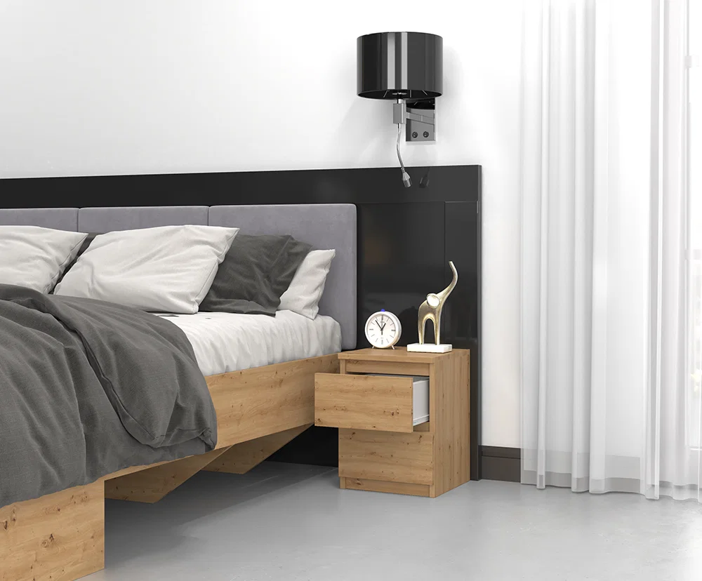Noční stolek MALWA M2 se 2 zásuvkami DUB ARTISAN