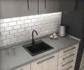 Granitový dřez DON ČERNÁ + černý sifon 44,2 x 41,5 x 17,1cm