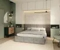 Čalouněná postel DENVER 160x200 s kovovým zdvižným roštem ŠEDÝ