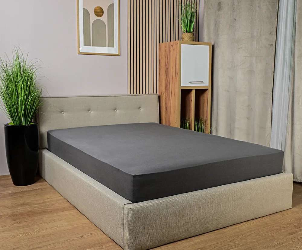 Prostěradlo JERSEY s gumou 200x200 cm TMAVĚ ŠEDÁ 100% bavlna