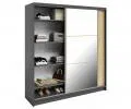 Šatní skříň DENVE 200x218x60,3 cm dub craft/šedá se zrcadlem