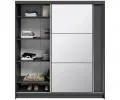Šatní skříň DENVE 200x218x60,3 cm šedá se zrcadlem