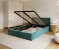 Čalouněná postel FRESIA 120x200 s kovovým zdvižným roštem TYRKYSOVÁ TRINITY