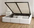Čalouněná postel FRESIA 140x200 s kovovým zdvižným roštem BÍLÁ TRINITY