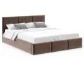 Čalouněná postel FRESIA 160x200 s kovovým zdvižným roštem HNĚDÁ TRINITY