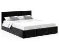 Čalouněná postel FRESIA 160x200 s kovovým zdvižným roštem ČERNÁ TRINITY