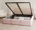 Čalouněná postel FRESIA 180x200 s kovovým zdvižným roštem RŮŽOVÁ TRINITY