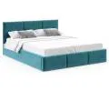 Čalouněná postel FRESIA 180x200 s kovovým zdvižným roštem TYRKYSOVÁ TRINITY