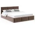 Čalouněná postel FRESIA 180x200 s kovovým zdvižným roštem HNĚDÁ TRINITY