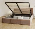 Čalouněná postel FRESIA 180x200 s kovovým zdvižným roštem HNĚDÁ TRINITY