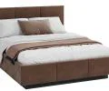 Čalouněná postel AVEIRO 120x200 s kovovým zdvižným roštem HNĚDÁ