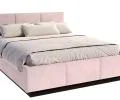 Čalouněná postel AVEIRO 160x200 s kovovým zdvižným roštem RŮŽOVÁ