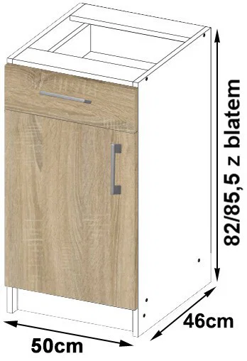 Kuchyňská skříňka LIMA šířka 50cm se zásuvkou Dub Sonoma / Bílá