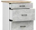 Kuchyňská skříňka OLIVIA, 3 zásuvky – 60 cm | Bílá / Beton / Dub Sonoma