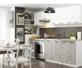 Rohová kuchyňská skříňka OLIVIA – 90cm | Bílá / Beton / Dub Sonoma