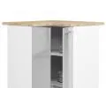 Rohová kuchyňská skříňka OLIVIA – 90cm | Bílá / Metalický lesk / Dub Sonoma