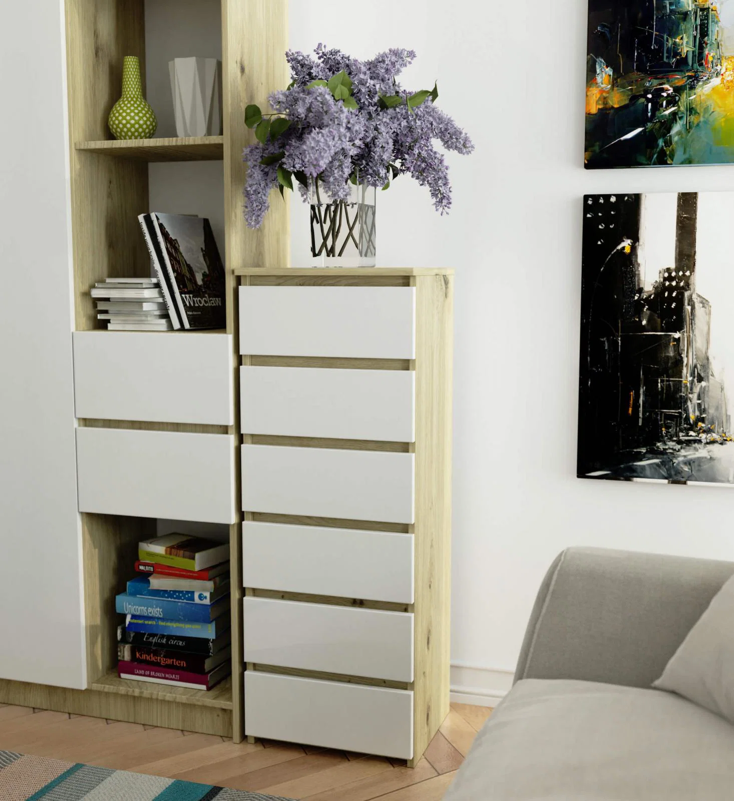 Komoda CL6 40cm artisan / bílá