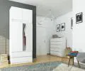 Šatní skříň s otočnými dveřmi a nástavcem 90cm bílá