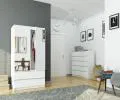 Šatní skříň s otočnými dveřmi a zrcadlem 90 cm bílá