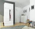 Šatní skříň s otočnými dveřmi a nástavcem 90cm bílá lesklá