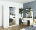 Šatní skříň s posuvnými dveřmi a zrcadlem 150cm bílá
