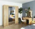 Šatní skříň s posuvnými dveřmi a zrcadlem 150cm dub sonoma