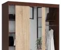 Šatní skříň s posuvnými dveřmi a zrcadlem 150cm wenge / sonoma