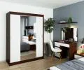 Šatní skříň s posuvnými dveřmi a zrcadlem 150cm wenge / bílá