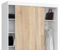 Šatní skříň s posuvnými dveřmi 150 cm MONO bílá / dub sonoma