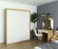 Šatní skříň s posuvnými dveřmi 150 cm MONO dub sonoma / bílá
