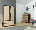 Šatní skříň s otočnými dveřmi 90 cm wenge / dub sonoma