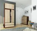 Šatní skříň s otočnými dveřmi a nástavcem 90cm wenge / sonoma