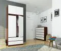 Šatní skříň s otočnými dveřmi a nástavcem 90cm wenge / bílá