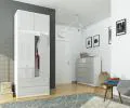 Šatní skříň s otočnými dveřmi s nástavcem 90cm metalová lesklá