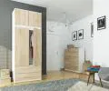 Šatní skříň s otočnými dveřmi a nástavcem 90cm bílá / sonoma