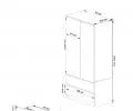 Šatní skříň s otočnými dveřmi 90cm metalická lesklá
