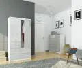 Šatní skříň s otočnými dveřmi 90cm metalická lesklá