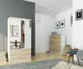 Šatní skříň s otočnými dveřmi a zrcadlem 90 cm bílá / sonoma
