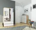 Šatní skříň s otočnými dveřmi a zrcadlem 90cm sonoma / bílá