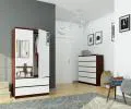Šatní skříň s otočnými dveřmi a zrcadlem 90 cm wenge / bílá