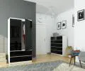Šatní skříň s otočnými dveřmi 90cm černá lesklá