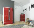 Šatní skříň s otočnými dveřmi 90cm červená lesklá
