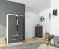 Šatní skříň s otočnými dveřmi 90cm bílá / šedá