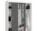 Šatní skřín s posuvnými dveřmi a zrcadlem 150cm bílá / šedá