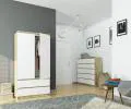 Šatní skříň s otočnými dveřmi 90cm dub artisan / bílá