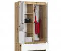 Šatní skříň s otočnými dveřmi a zrcadlem 90cm dub artisan / bílá