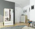 Šatní skříň s otočnými dveřmi a zrcadlem 90cm dub artisan / bílá