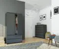 Šatní skříň s otočnými dveřmi 90cm grafitově šedá